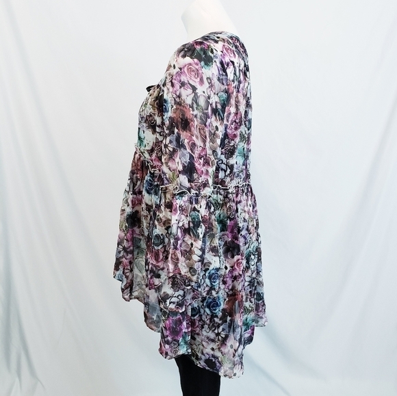 NWOT Jessica Simpson Maternity Floral Semi Sheer Peasant Blouse - Picture 3 of 11